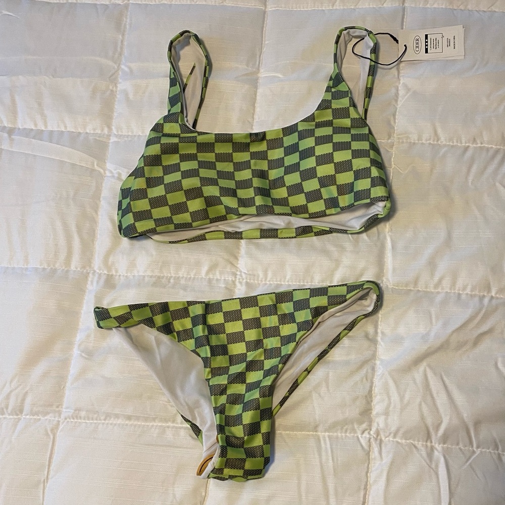 BNWT Green Checker Cider Bikini
